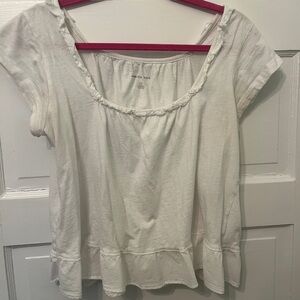 American Eagle Outfitters White Short Sleeve Scoop Neck Peplum Top